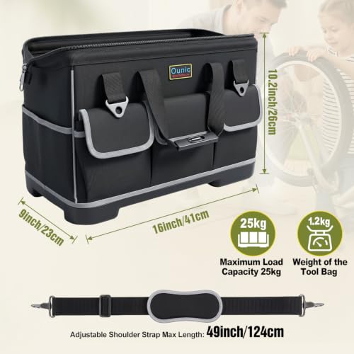 16 Inch Heavy Duty Tool Bag, 16-Pocket Tool Box Organizer, Black - color: Black, size: 16 Inch