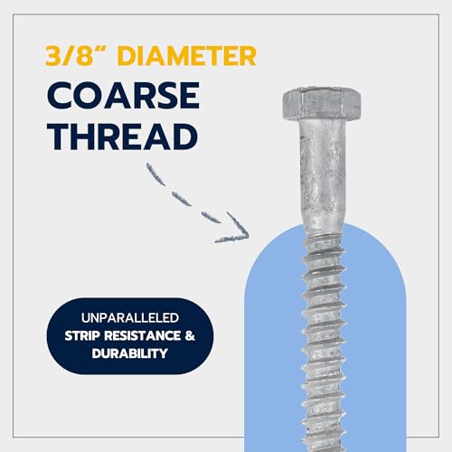 3/8 x 4 (50 Pack) Lag Screw Kit, 50 Screws and 50 washers, Hot Dip Galvanized, Meets ASME B18.2.1 Industrial/Commercial Grade by Makers Bolt - size: 3/8 x 4