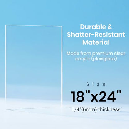 CALPALMY 18 x 24 x 1/4 inch Clear Cast Acrylic Plexiglass Sheet, 2-Pack - color: Clear (Laser Cut), size: 18x24", 1/4" Thick