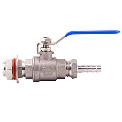 DERNORD 2 Packs 1/2 Inch Weldless Ball Valve Stainless Steel 304 Bulkhead For Home Brew Kettle (1/2" NPT to 3/8" Barb Hose) - size: 1/2" NPT to 3/8" Barb Hose, style: Pack of 2