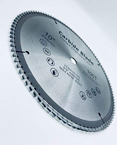 VORTEX DIAMOND 10 Inch 100 Teeth Aluminum Non-Ferrous Metal Circular Saw Blade with 5/8" Arbor (10 Inch 100 Teeth)