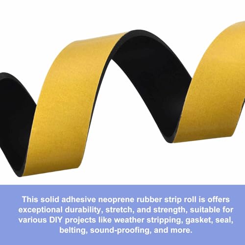 MECCANIXITY Adhesive Neoprene Rubber Strips Sheet 2"x118"x 0.12"(W L THK) - color: Yellow, size: 2" x 118" x 0.12"