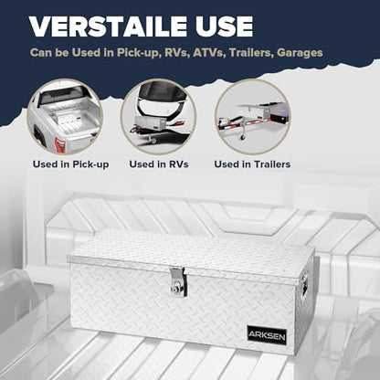 ARKSEN 30" x 13" x 10" Truck Bed Tool Box, Heavy Duty Storage Chest, Silver - color: Silver, size: 30 inch