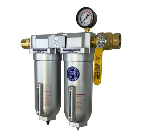 1" NPT Industrial (2-Stage) Moisture Removing Particulate Filter Water Separator and Oil, Moisture Vapor Removing Coalescing Filter for Compressed Air - size: 1" NPT, style: 2-STAGE FF