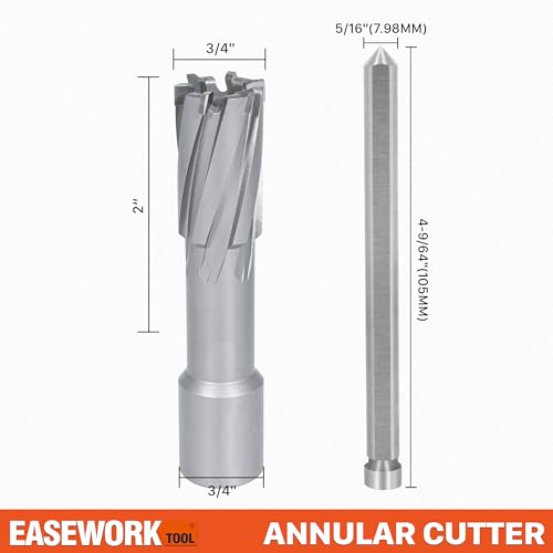 EASEWORK TOOL Carbide-Tipped Annular Cutter, 3/4" Diameter x 2" Depth - size: 3/4"x2"