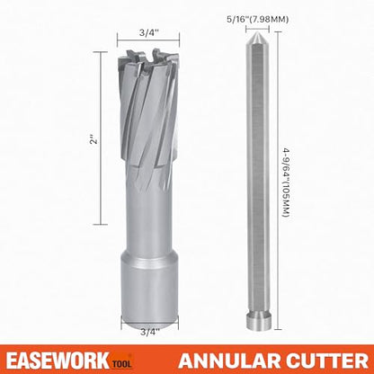 EASEWORK TOOL Carbide-Tipped Annular Cutter, 3/4" Diameter x 2" Depth - size: 3/4"x2"