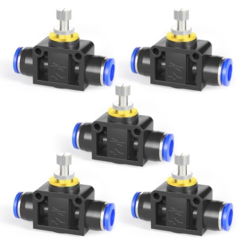 TAILONZ 4mm OD SCF-4 Air Flow Control Valve Push-to-Connect Fitting 5PCS - size: 4mm/Blue/5PCS