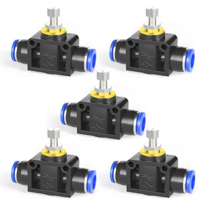 TAILONZ 4mm OD SCF-4 Air Flow Control Valve Push-to-Connect Fitting 5PCS - size: 4mm/Blue/5PCS
