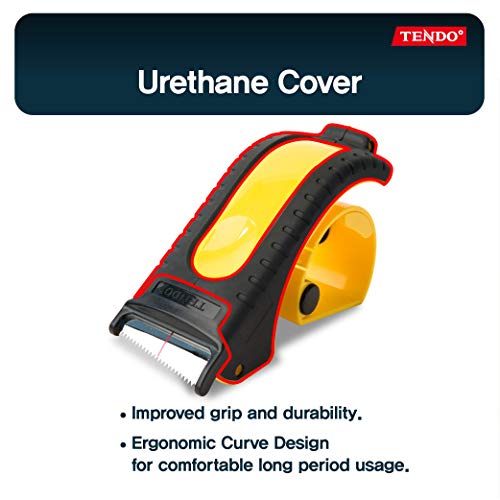 TENDO Heavy Duty Shipping Tape Dispenser, 2 Inch Packing Tape Gun with Patented 10º Sloped Chromium Blade, Replaceable Blade, Ergonomic Reusable Handle for Shipping, P-1200 (3rd Gen.)_Yellow - color: Yellow
