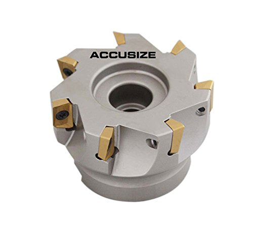 Accusize Industrial Tools 3'' by 1'' 90 Deg Square Shoulder Indexable Face Mill with 7 Pcs Apkt1604 Carbide Inserts, Nickel Plated Body, 4508-0018 - size: 3 in, style: no holder