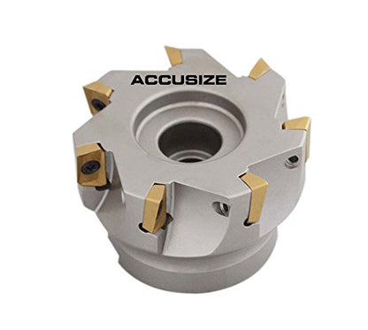 Accusize Industrial Tools 3'' by 1'' 90 Deg Square Shoulder Indexable Face Mill with 7 Pcs Apkt1604 Carbide Inserts, Nickel Plated Body, 4508-0018 - size: 3 in, style: no holder