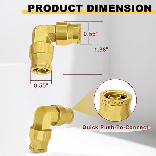 Siptenk 3PCS 3/8" Elbow DOT Brass Push to Connect Fittings for Trailers - color: Elbow 3/8" OD Tube - 3pcs