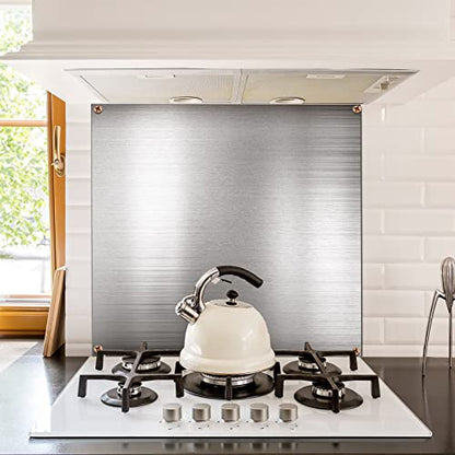 Reversible Stainless Steel Backsplash Behind Stove Metal BackSplash Panel Stainless Steel Cooking Backsplash Wall Panel for Kitchen Cooking Panel Pre Drilled Holes Matching Screws (32 x 30 Inch) - size: 31.9"L x 29.9"W