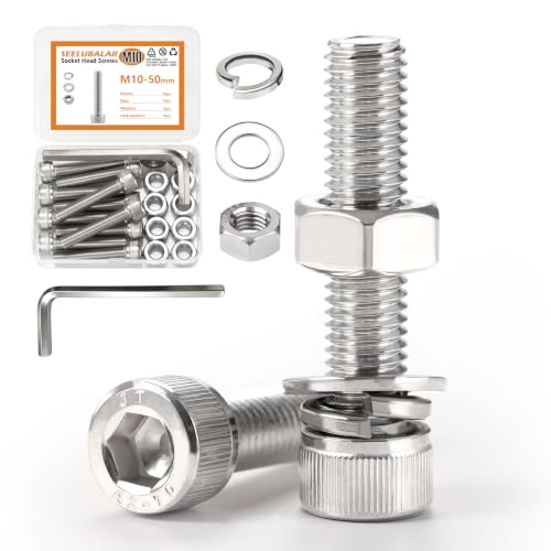 10 Sets Metric M10 Hex Socket Head Cap Screws Bolts Kit, M10-50mm Screws - size: M10 - 50mm