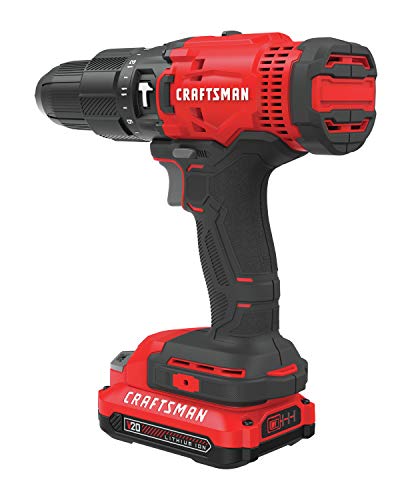 CRAFTSMAN V20 Cordless Hammer Drill Kit, 1/2 inch, 2 Batteries and Charger Included (CMCD711C2) - style: Hammer Drill Kit Only