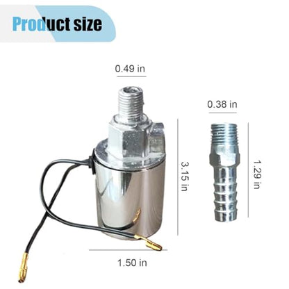 1/4 Inch NPT 12V 24V Train Truck Air Horn Electric Solenoid Valve, Heavy Duty Air Horn Solenoid Valve with Chrome Plated Metal Housing, 150 PSI