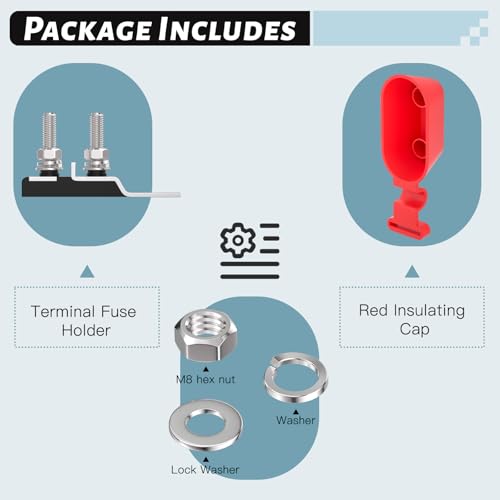Marine-Rated Battery Terminal Fuse Dual-Circuit Holder,MRBF Fuse Holder,Dual M8 Terminal (5/16"),Includes Weatherproof Cap,For Marine/Truck/RV/Construction Equipment - style: Dual-Circuit Holder