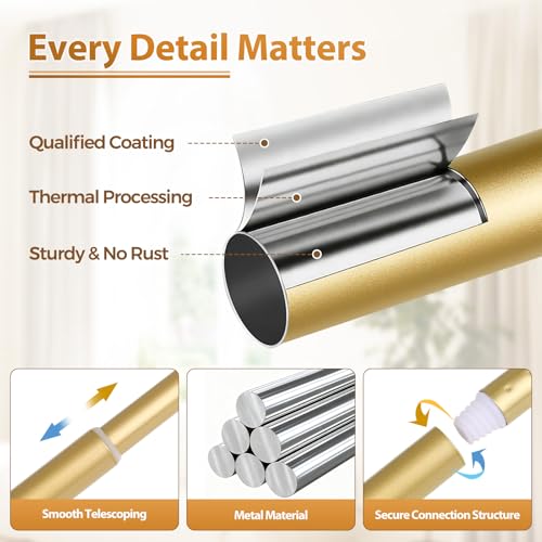 TONIAL Curtain Rods for Windows, 32 to 58 Inch, Gold, Single Drapery Rod - color: Gold, size: 32-58"