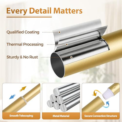 TONIAL Curtain Rods for Windows, 32 to 58 Inch, Gold, Single Drapery Rod - color: Gold, size: 32-58"