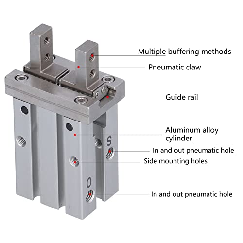 Pneumatic Air Cylinder, Gripper Pneumatic 20mm Diameter Finger Cylinder Double Action Parallel Grippers MHZ2‑16D M5‑0.8 Pressure Range 0.1-0.7MPa 180 Times/Minute