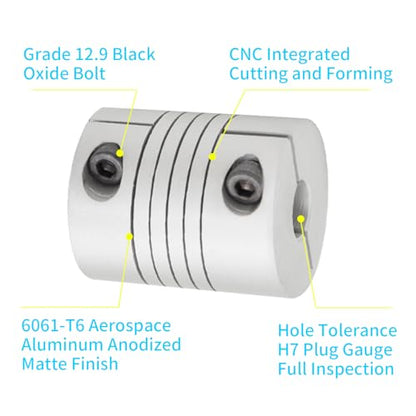 Flexible Beam Coupling 6mm to 6.35mm, Aluminum Alloy Shaft Coupling 25mm Length 20mm Diameter, Stepper Servo Motor Flexible Coupler Joint Connector for 3D Printer CNC Machine DIY Encoder - size: 6mm to 6.35mm