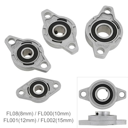 4Pcs KFL08 8mm Inner Bore Mounted Flange Mounted Pillow Block Bearings for Diameter 8mm Linear Shaft Rod T8 Lead Screw - size: KFL08(8mm)