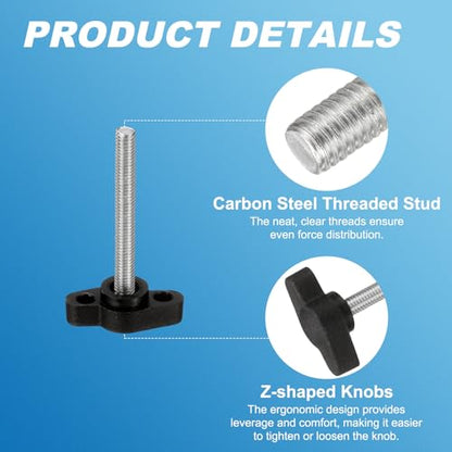 PATIKIL M5 x 40mm Tee Wing Thumb Screws, 6Pcs Carbon Steel Mechanical Handle Bolt Thumb Screws for Remove Replace Hand Clamping Tightening Knobs Power Supply, Black - size: M5 x 40mm