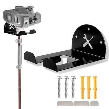 Upgraded Trimmer Rack Wall Mount - 8" Heavy Duty Weed Eater Hanger for Garage Wall, Garden Power Tool Holder Organizer Hooks for Grass Trimmer, Hedge Trimmer, Leaf Blower and Chainsaw, Black, 1 Pack - color: Black-1Pack