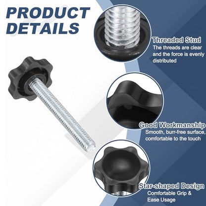 uxcell 5Pcs 5/16"-18 Star Knobs 2.4" Threaded Stud Male Clamping Knob - size: 5/16"-18, 2.4"