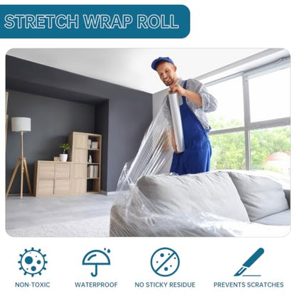 Stretch Film Shrink Wrap Roll 20" x 1500FT, Heavy Duty Stretch Wrap 4 Pack - size: Clear 20in 4Roll