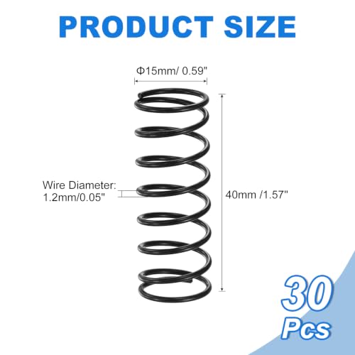 uxcell 30Pcs Compression Spring 15mm OD 1.2mm Wire Size 40mm Free Length - color: Black, size: 15mm x 1.2mm x 40mm