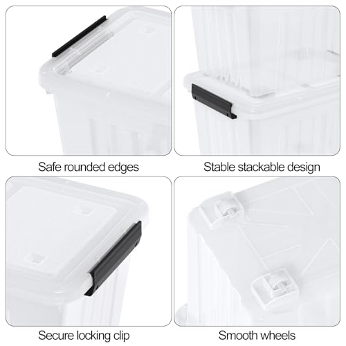 Zopnny 50 Qt Stackable Plastic Storage Bins with Lids, 4 Pack - size: 50 Quart