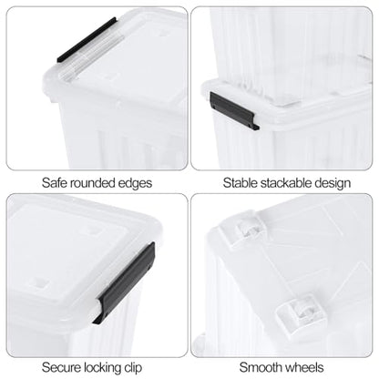 Zopnny 50 Qt Stackable Plastic Storage Bins with Lids, 4 Pack - size: 50 Quart