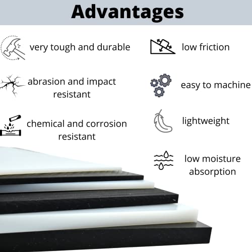 BuyPlastic Repro Black UHMW Polyethylene Plastic Sheet 3/8" x 12" x 24", Ultra High Molecular Weight Polyethylene Board, Size 11.75 in x 23.75 in