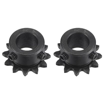uxcell #25 Chain Roller Sprocket, 12mm Bore 1/4" Pitch 12 Tooth Single Strand Chain Sprocket, C45 Carbon Steel 25 Roller Chain Sprocket with Set Screws for ISO 04C Chain, 2Pcs - size: 27.5mmx12mm