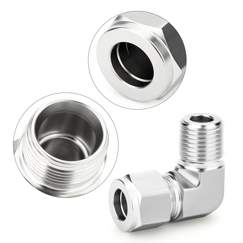 TAISHER 1PCS 316 Stainless Steel 90 Degree Compression Tube Pipe Fitting Connector, 1/4" Tube OD x 1/8" NPT Male Adapter - size: 1/4" OD x 1/8" MNPT