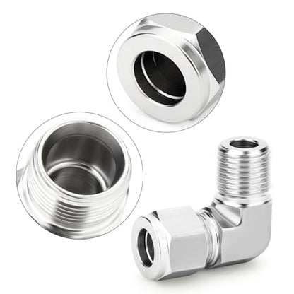 TAISHER 1PCS 316 Stainless Steel 90 Degree Compression Tube Pipe Fitting Connector, 1/4" Tube OD x 1/8" NPT Male Adapter - size: 1/4" OD x 1/8" MNPT