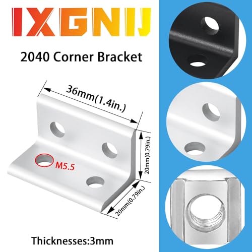 10Set 2040 Corner Bracket Connector for 2040 Aluminum Extrusion Accessories Silver(3625 10Set) - color: Silver, size: 2040 10 Set B