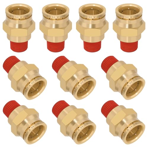 DOT Approved Male Straight Brass Union 3/4" Tube x 3/8" NPT, 10PCS - size: 3/4" OD x 3/8" NPT