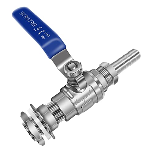 1/2 NPT Ball Valve, Weldless 304 Stainless Bulkhead for Home Brew Kettle