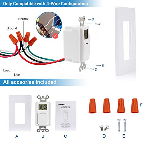DEWENWILS 7 Day Programmable in Wall Digital Timer Switch for Lights, Fans