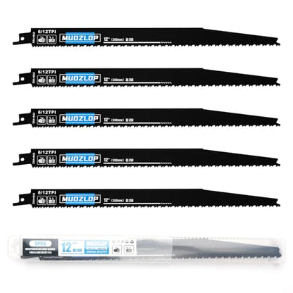 5Pack 12inch 6/12TPI Woodcutting Reciprocating Saw Blades Set - size: 6/12TPI/12 inch