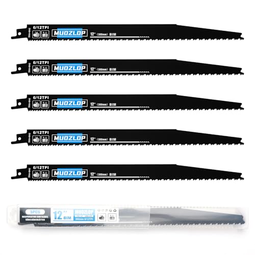 5Pack 12inch 6/12TPI Woodcutting Reciprocating Saw Blades Set - size: 6/12TPI/12 inch