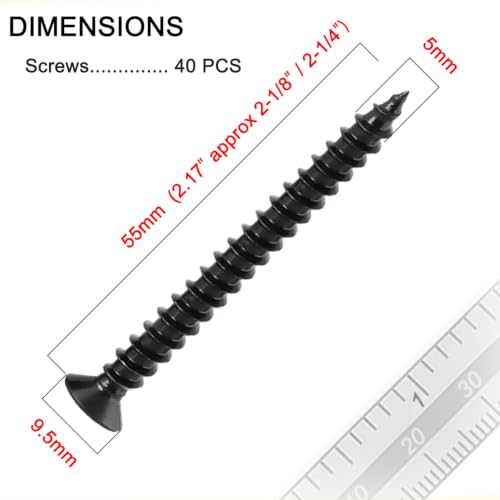 Wood Screws, Flat Head Phillips Self Tapping Screw, #10 x 2-1/4", 40 Pcs - size: #10 x 2-1/4"