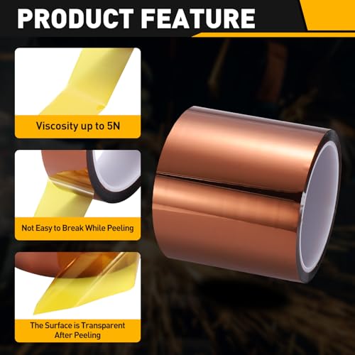 uxcell Heat Tape, 100mm x 33m (108ft) Polyimide Heat Transfer Sublimation Tape No Residue High-Temperature Resistant Tapes for Heat Press Soldering Circuit Board, Brown - size: 100mm x 33m (108ft)