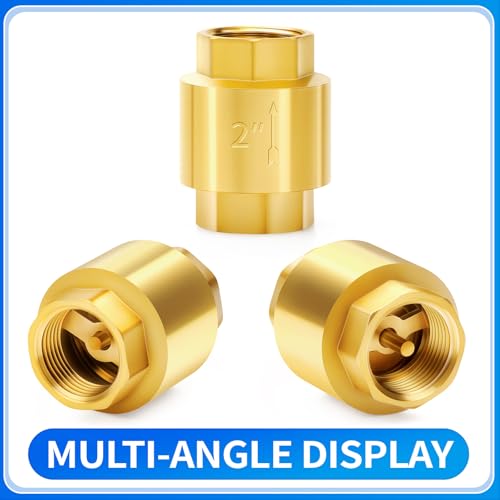 ChillWaves Brass In-Line Spring Check Valve 2" NPT Female Thread, One-Way Non-return Vertical Check Valve for Backflow Prevention(1-PACK) - size: 2" FNPT