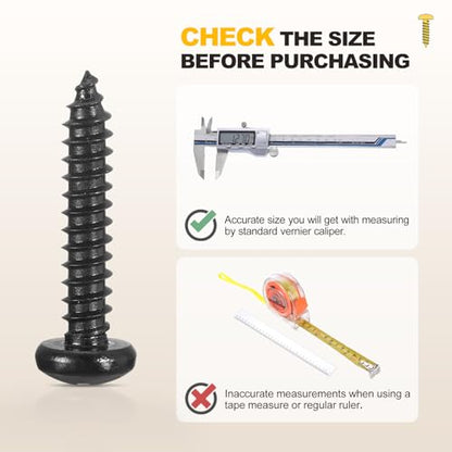 METALLIXITY Phillips Pan Head Self Tapping Screw #4x3/4 100Pcs - color: Black, size: #4x3/4"