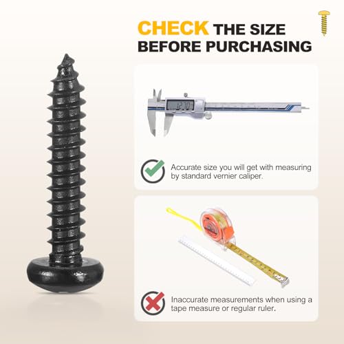 METALLIXITY Phillips Pan Head Self Tapping Screw #6x1-1/2 100Pcs - color: Black, size: #6x1-1/2"
