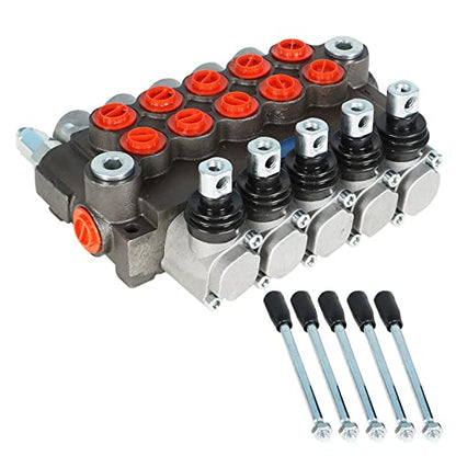 findmall 5 Spool 13GPM Hydraulic Control Valve 3600PSI SAE Ports Double Acting Hydraulic Directional Control Valve for Tractors Loaders Tanks