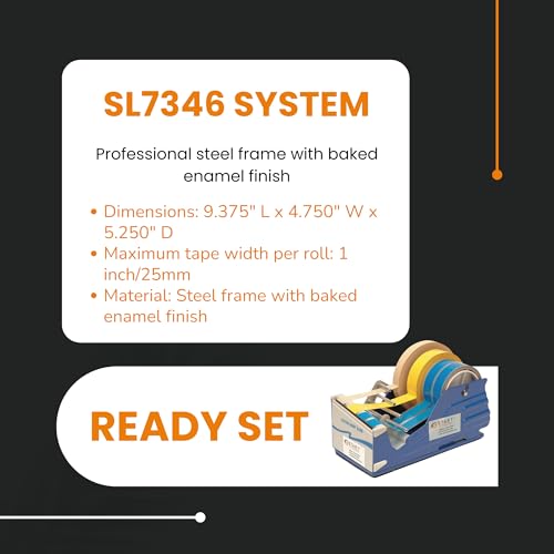 SL7346 - Multi Roll Tape Dispenser - Heavy Duty Dual Tape Dispenser for Office - Desktop Tape Dispenser with Steel Frame - Manual Cutter 4 Roll